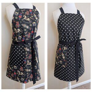 NWT Handmade Reversible Apron - Christmas ornaments and dots - One Size - OOAK